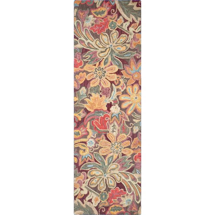 Florals Floral Tapestry Handmade Hand Tufted Wool Spice Rug