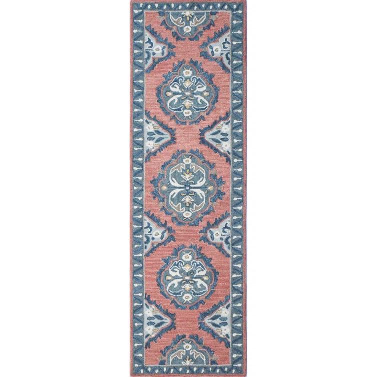 Vintage Glory Hand Hooked Wool Rug in Blue/Faded Red/Cream