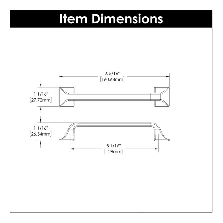 Forge Kitchen Cabinet Handles, Solid Core Drawer Pulls for Cabinet Doors, 5-1/16" (128mm)