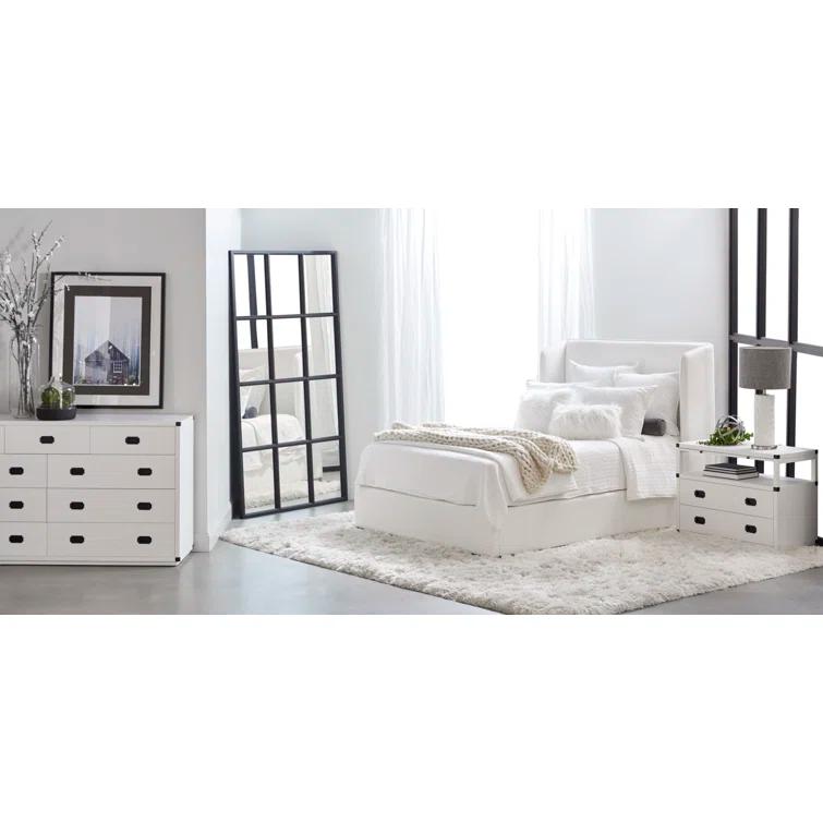 Benjara Upholstered Wingback Bed