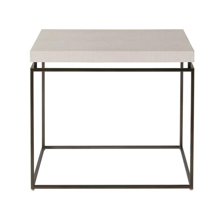 Rustic Oak and Metal Square End Table
