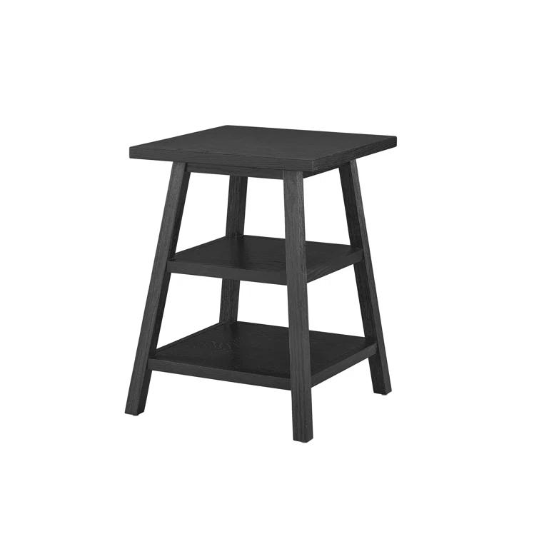 Universal Modern Farmhouse Square End Table in black Charcoal Oak wood