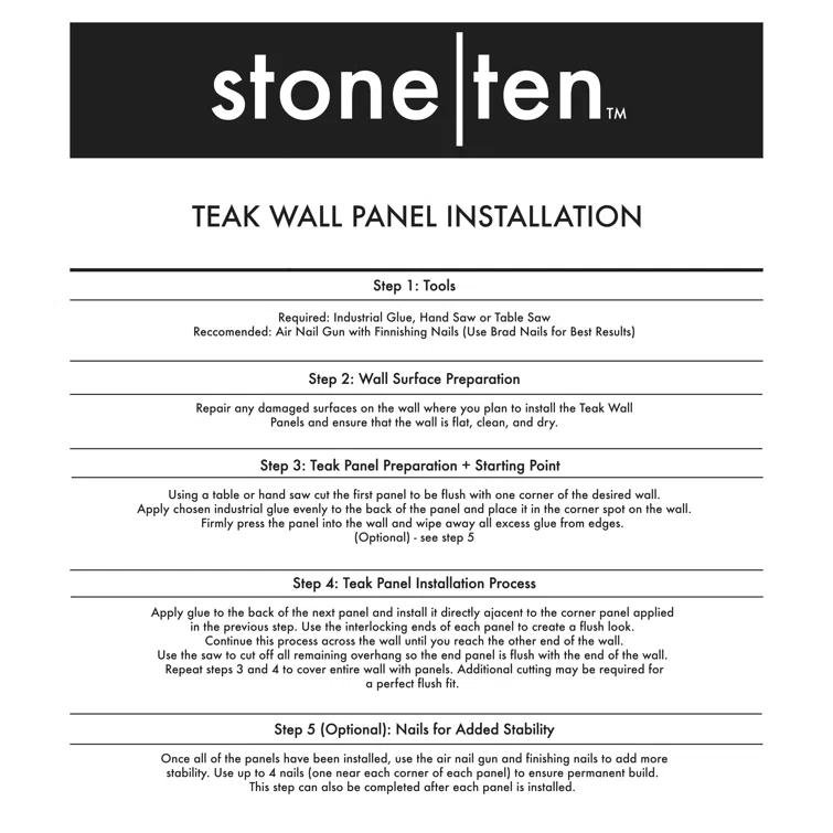 Stone Ten 3D Teak Wood Wall Paneling (24-pack) (Set of 24)