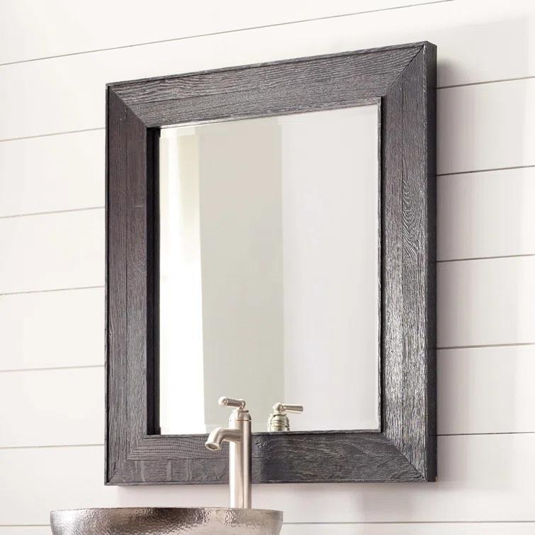 Vintner's Rustic Beveled Oak Bathroom Mirror