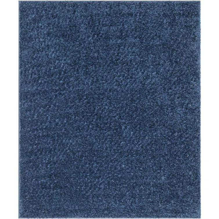 Berte Modern Solid Dark Blue Textured Shag Rug