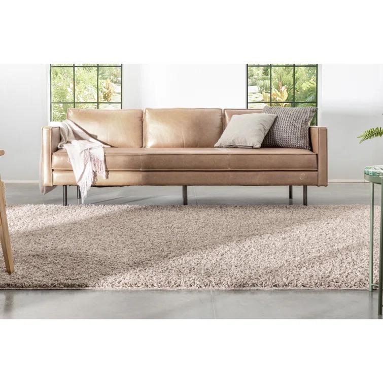 Well Woven Emerson Modern Solid Beige/Grey Textured Shag Rug