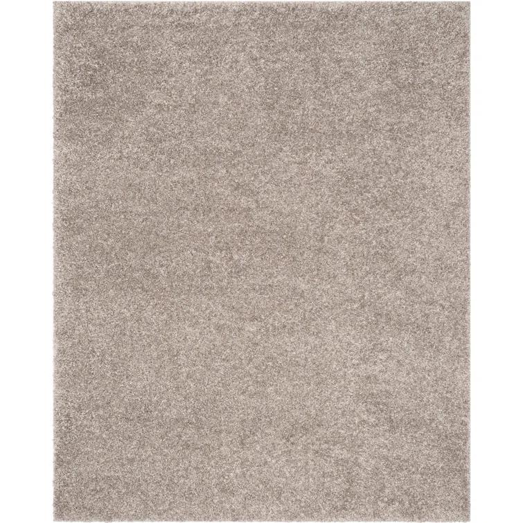 Berte Modern Solid Beige/Grey Textured Shag Rug