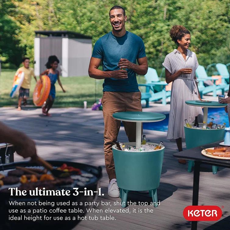 Keter 32 Qt. Cool Bar Cooler Outdoor Weather Resistant Patio Furniture 2 in 1 Pop Up Cocktail Side Table and Beverage Cooler Combo & Reviews | Wayfair