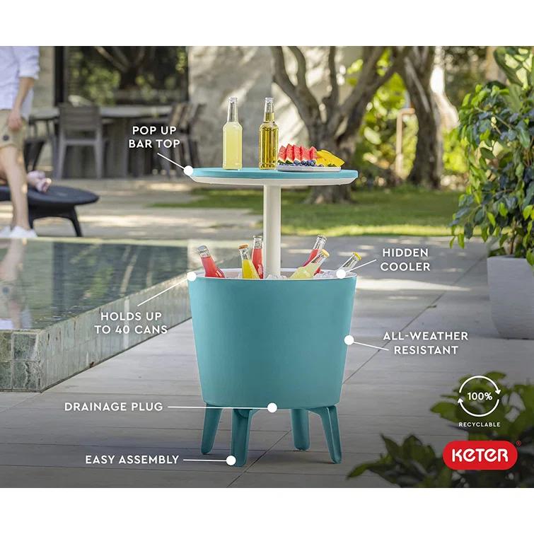 Keter 32 Qt. Cool Bar Cooler Outdoor Weather Resistant Patio Furniture 2 in 1 Pop Up Cocktail Side Table and Beverage Cooler Combo & Reviews | Wayfair