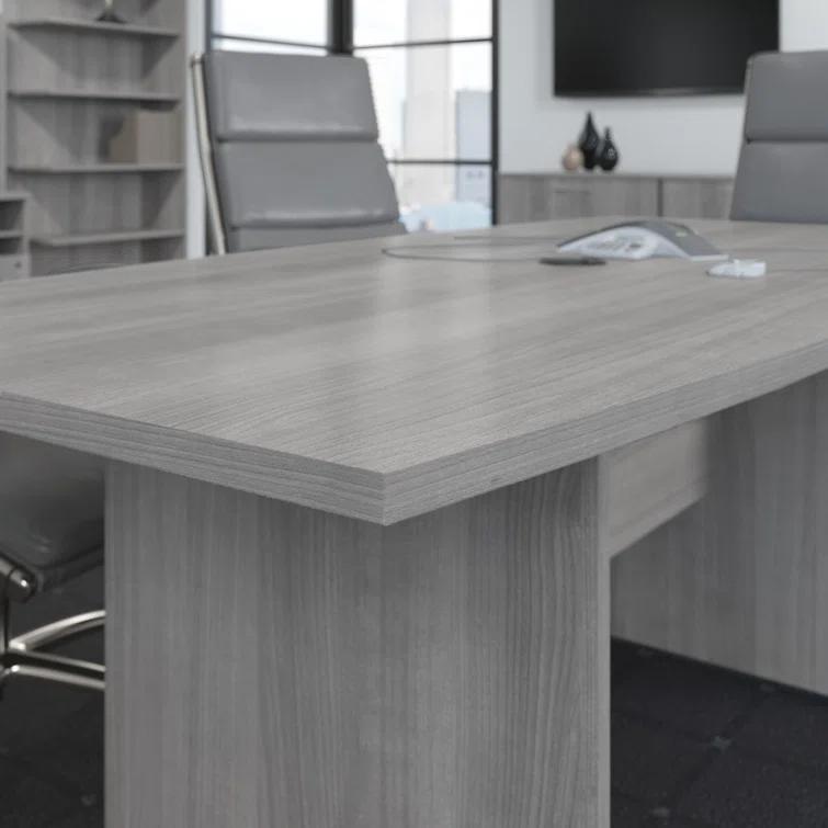 BBF 120W x 48D Boat Shaped Conference Table with Wood Base