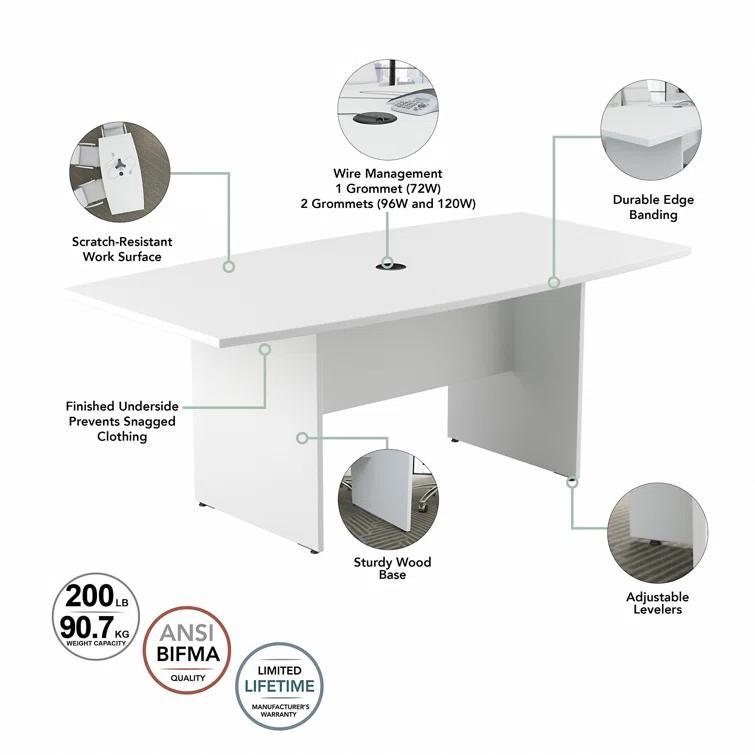BBF 120W x 48D Boat Shaped Conference Table with Wood Base