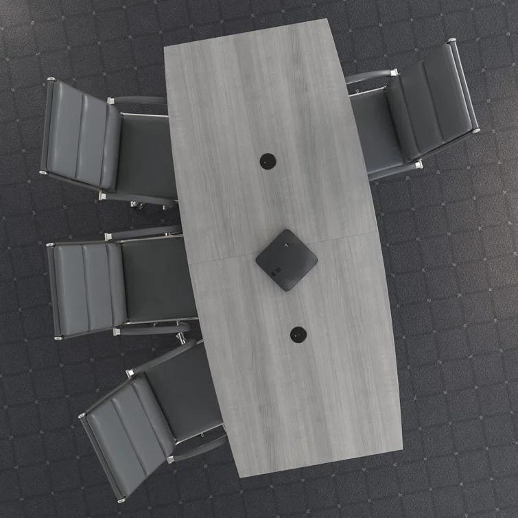 BBF 120W x 48D Boat Shaped Conference Table with Wood Base