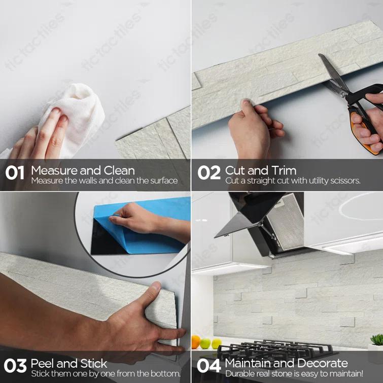 6" x 24" Natural Stone Peel & Stick Mosaic Tile