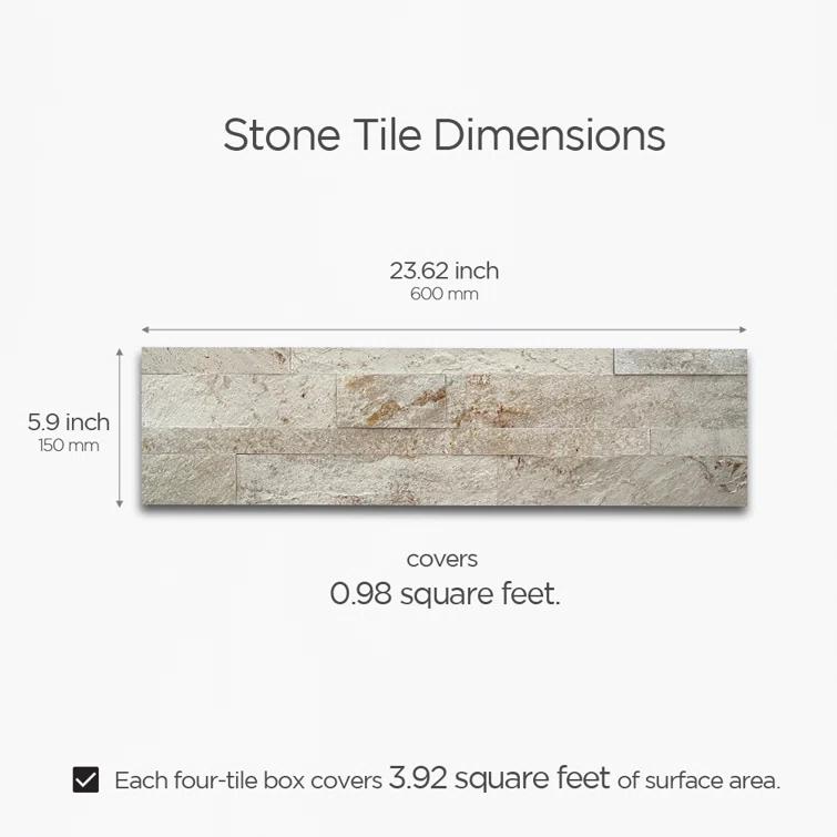 6" x 24" Natural Stone Peel & Stick Mosaic Tile