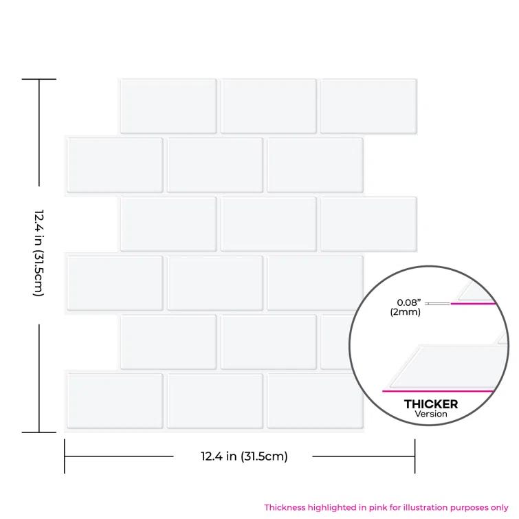 12" x 12" PVC Peel & Stick Thicker Subway Tile