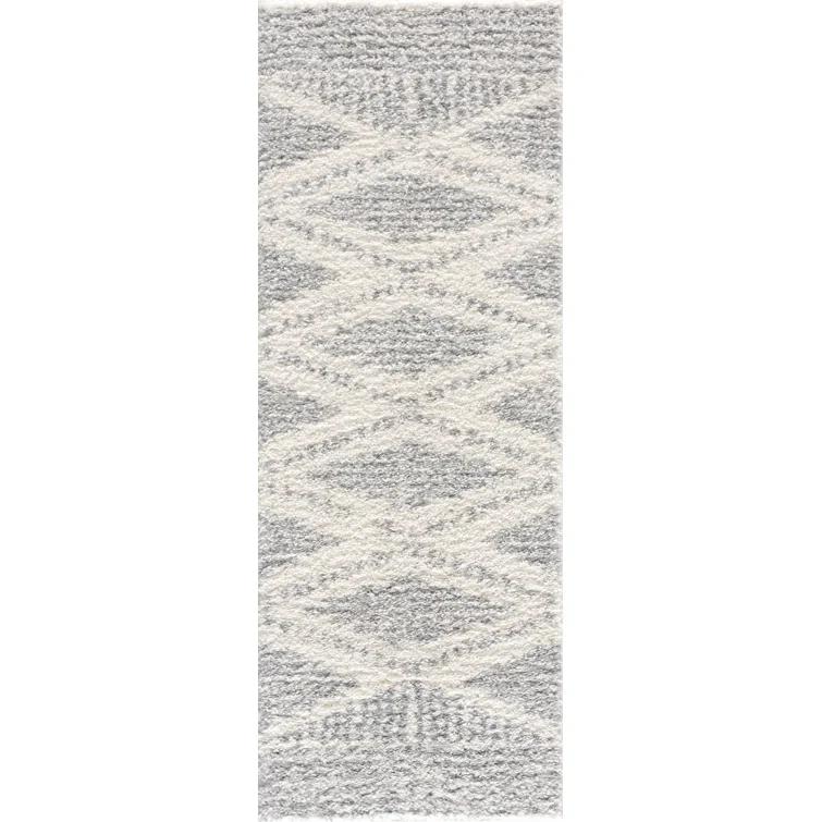Gala Southwestern Shaggy Plush Grey/Beige/Cream Area Rug
