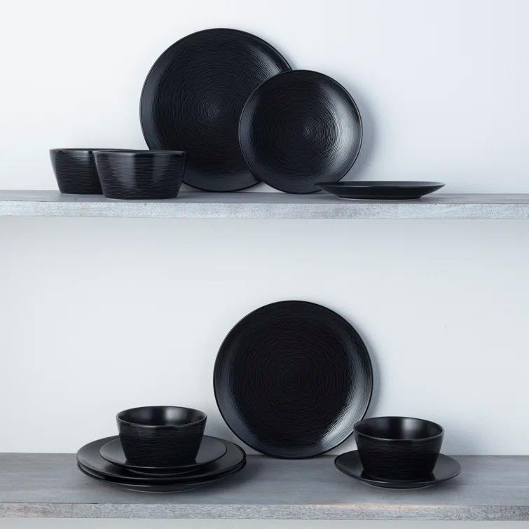 Noritake Colorscapes Swirl 12-Piece Coupe Dinnerware Set, Service For 4