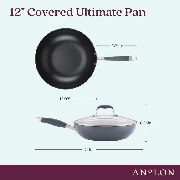 Anolon Anolon Advanced Home Hard Anodized Nonstick Deep Frying Pan / Skillet with Lid, 12 Inch