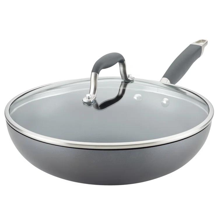 Anolon Anolon Advanced Home Hard Anodized Nonstick Deep Frying Pan / Skillet with Lid, 12 Inch