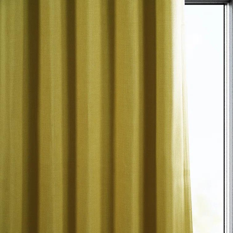 Textured Faux Linen Rod Pocket Room Darkening Curtains for Bedroom & Living Room Curtains - Single Panel Drapes