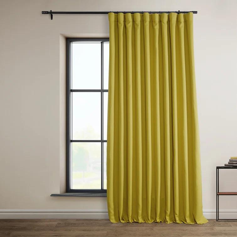 Textured Faux Linen Rod Pocket Room Darkening Curtains for Bedroom & Living Room Curtains - Single Panel Drapes