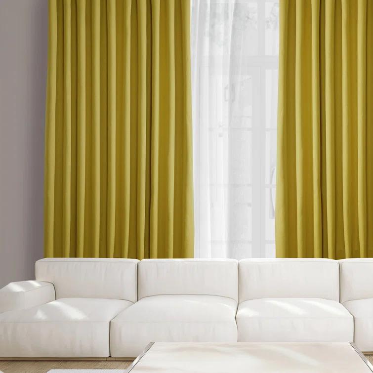 Textured Faux Linen Rod Pocket Room Darkening Curtains for Bedroom & Living Room Curtains - Single Panel Drapes