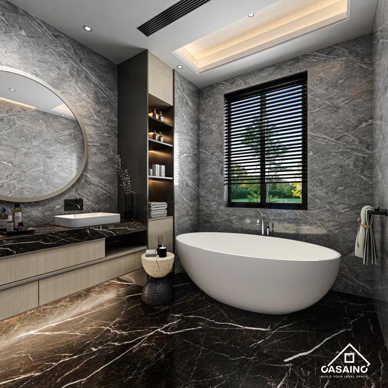 CASAINC Monaco 67 inch White Big Freestanding Stone Solid Surface Bathtub CA-MJ39327