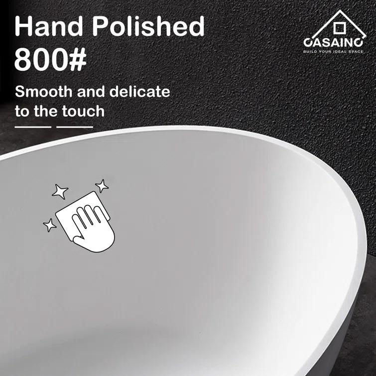 CASAINC Monaco 67 inch White Big Freestanding Stone Solid Surface Bathtub CA-MJ39327