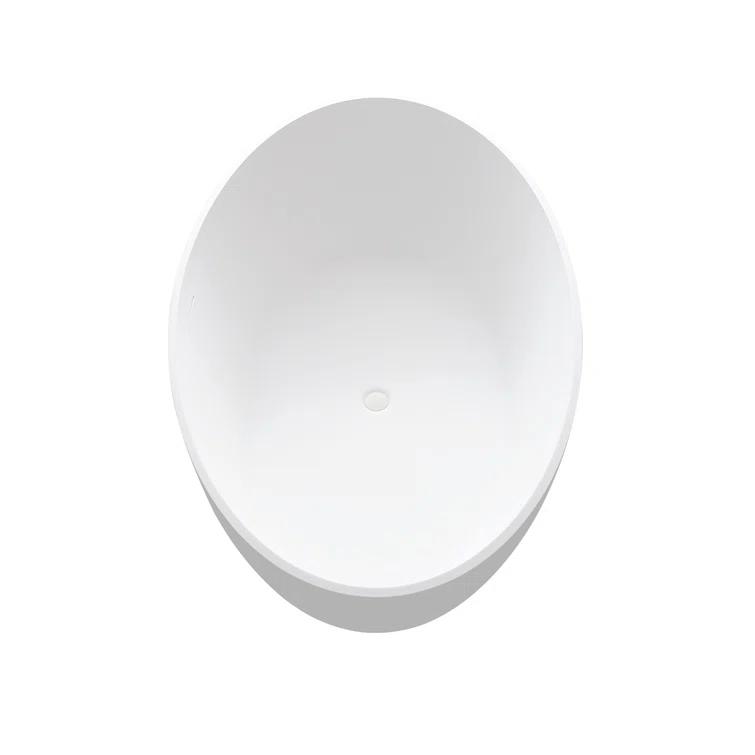 CASAINC Monaco 67 inch White Big Freestanding Stone Solid Surface Bathtub CA-MJ39327