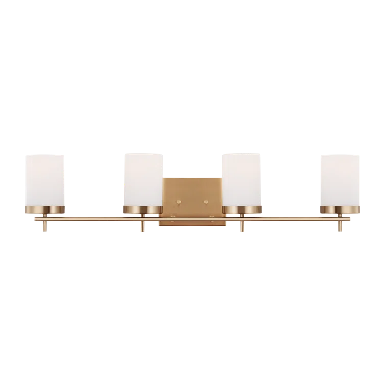 Zire Elegant 2-Light Vanity Fixture in Satin Brass with Etched Glass