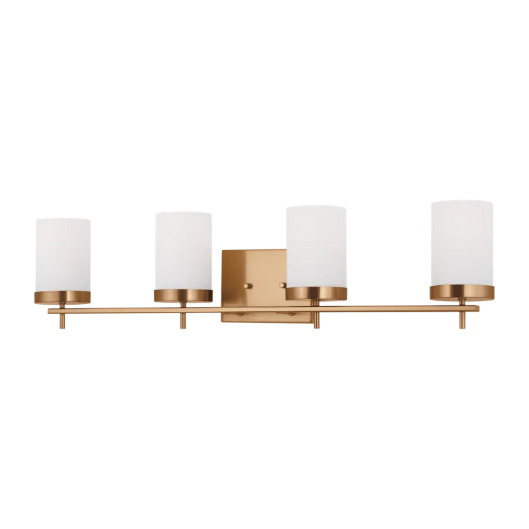Zire Elegant 2-Light Vanity Fixture in Satin Brass with Etched Glass