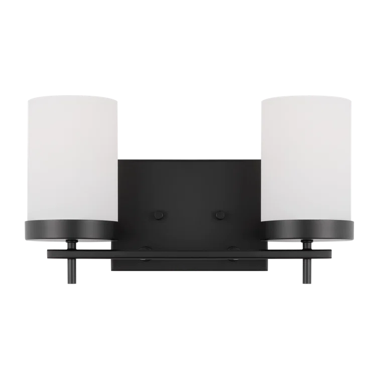 Zire Midnight Black 3-Light Vanity Wall Light with Etched White Glass
