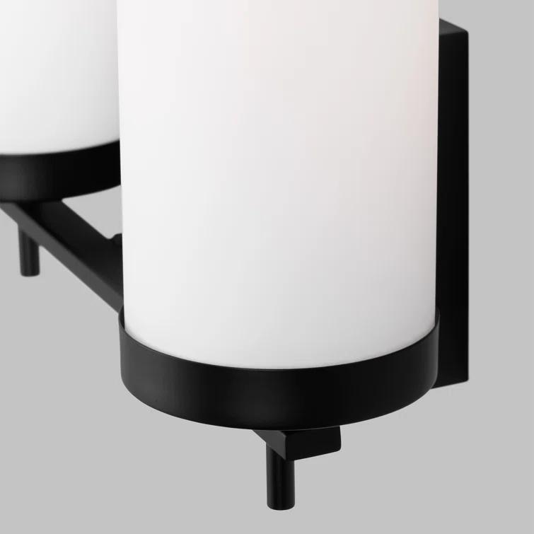 Zire Midnight Black 3-Light Vanity Wall Light with Etched White Glass