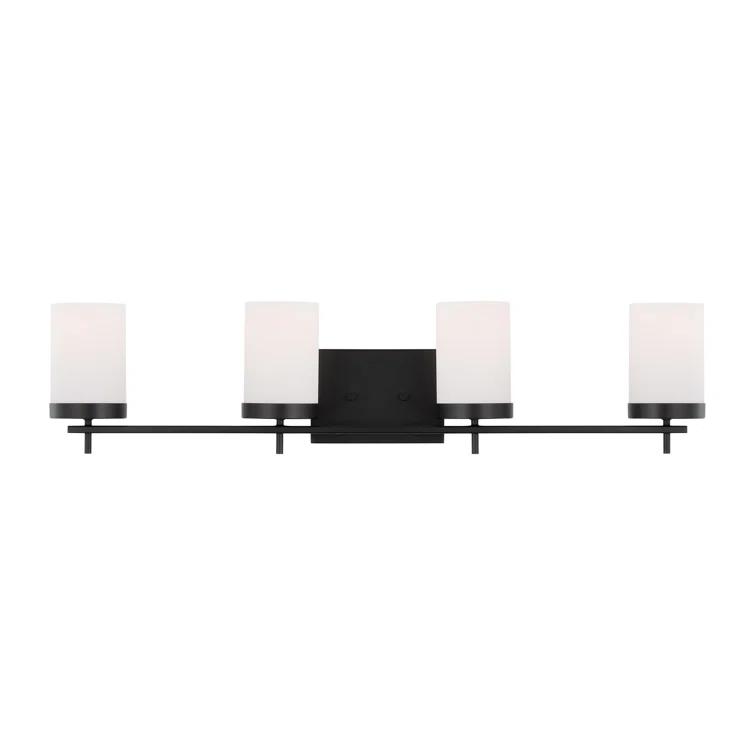 Zire Midnight Black 3-Light Vanity Wall Light with Etched White Glass