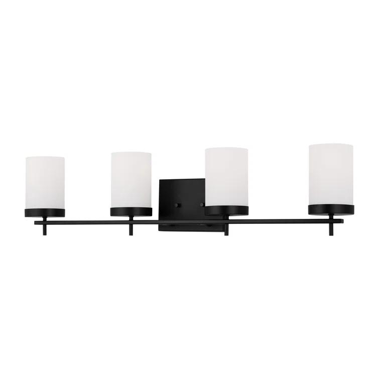 Zire Midnight Black 3-Light Vanity Wall Light with Etched White Glass