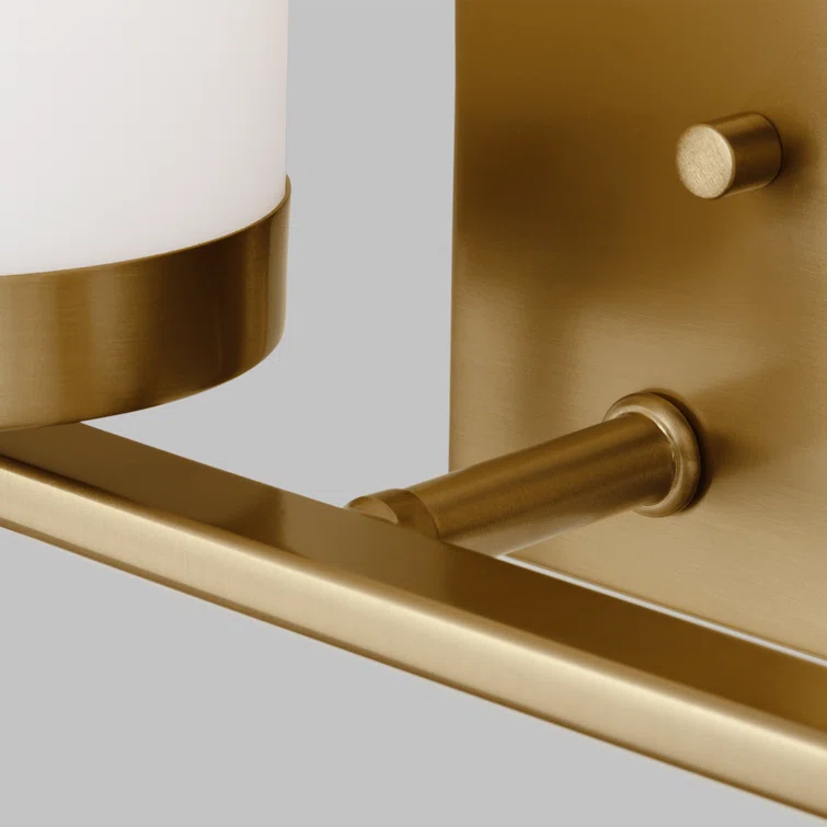 Zire Elegant 2-Light Vanity Fixture in Satin Brass with Etched Glass