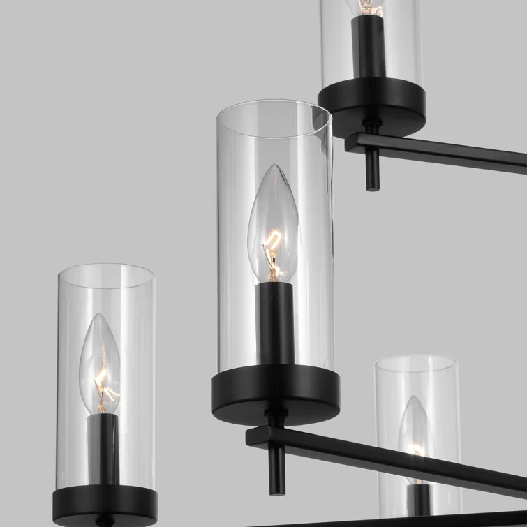 Zire Midnight Black 9-Light Incandescent Chandelier with Clear Glass Shades