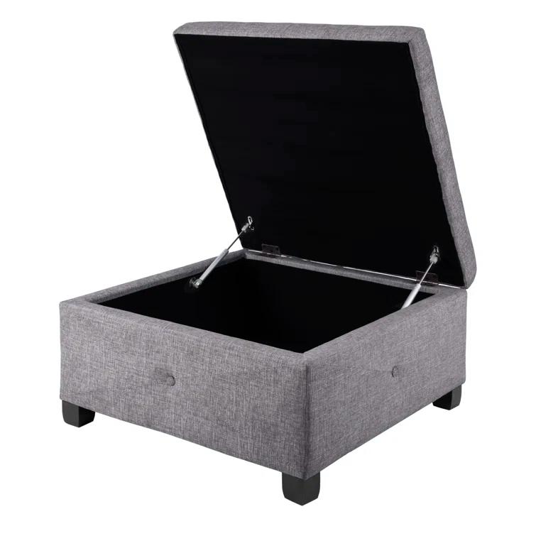 Della Button Tufted Square Storage Ottoman