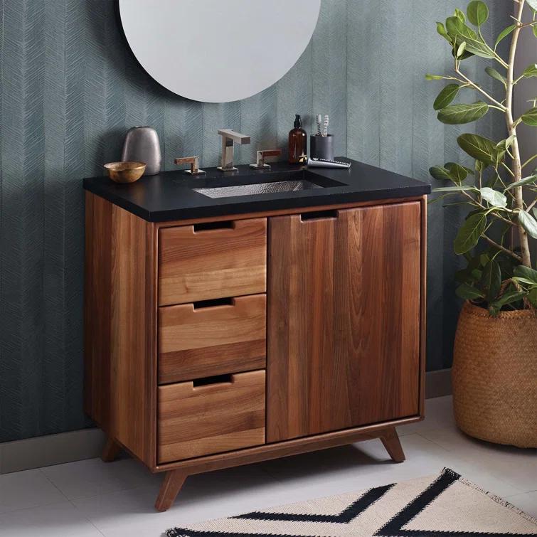 Topanga 36" Single Bathroom Vanity Base Only in Walnut