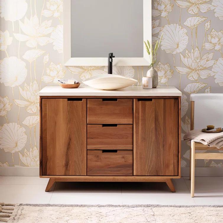 Topanga 48" Single Bathroom Vanity Base Only in Walnut