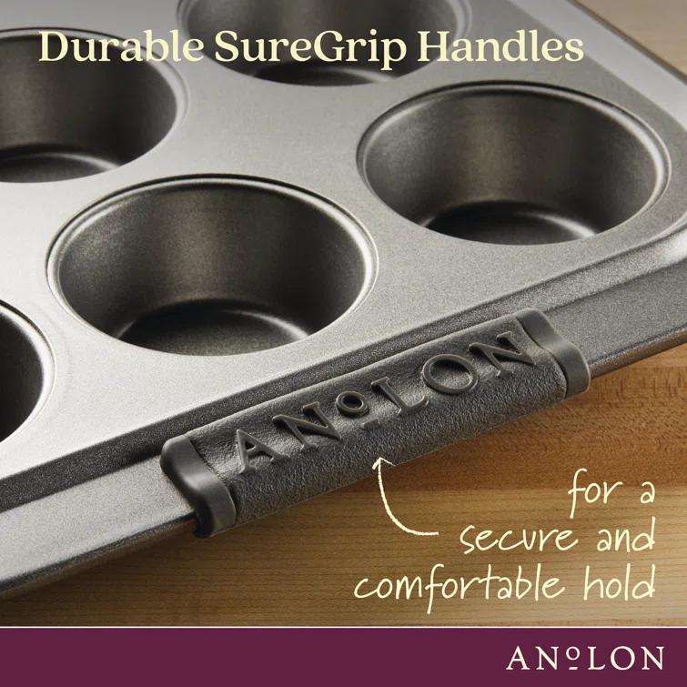 Anolon Anolon Advanced Bakeware Nonstick Muffin Pan with Lid, 12-Cup, Graphite