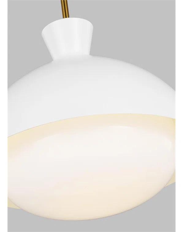 Lucerne Matte White and Burnished Brass Globe Pendant Light