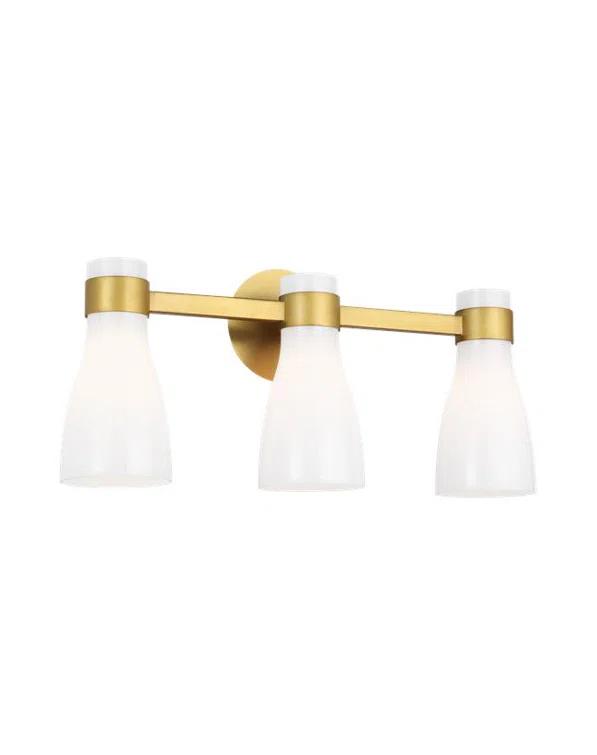 Moritz Burnished Brass Bathroom Vanity Light with Glass Shades