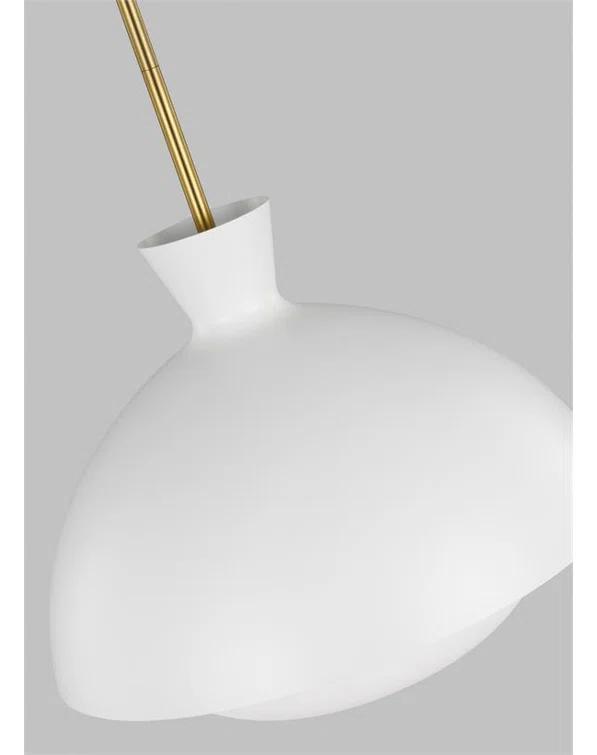Lucerne Matte White and Burnished Brass Globe Pendant Light