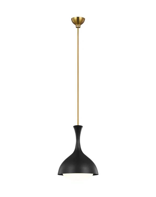 Lucerne 9'' Midnight Black and Burnished Brass Globe Pendant