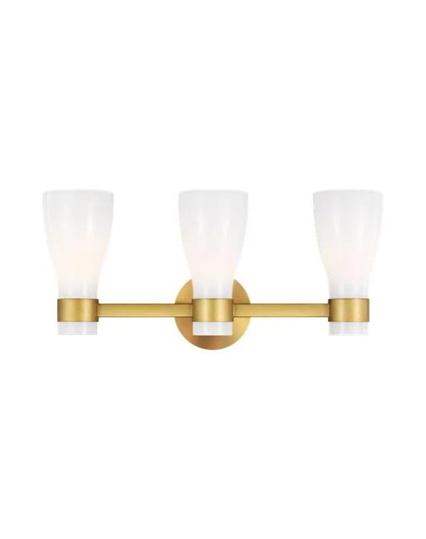 Moritz Burnished Brass Bathroom Vanity Light with Glass Shades