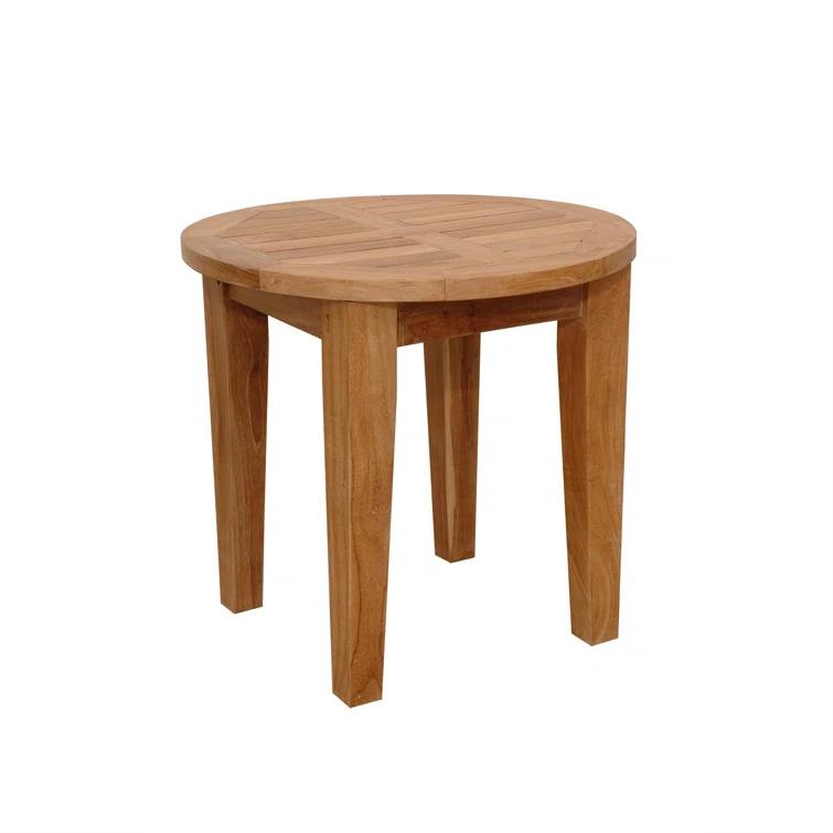 Teak Round Side Table 20 x 17.5 Natural Wood Patio Furniture - Anderson Teak-Color:Natural,Material:Teakwood