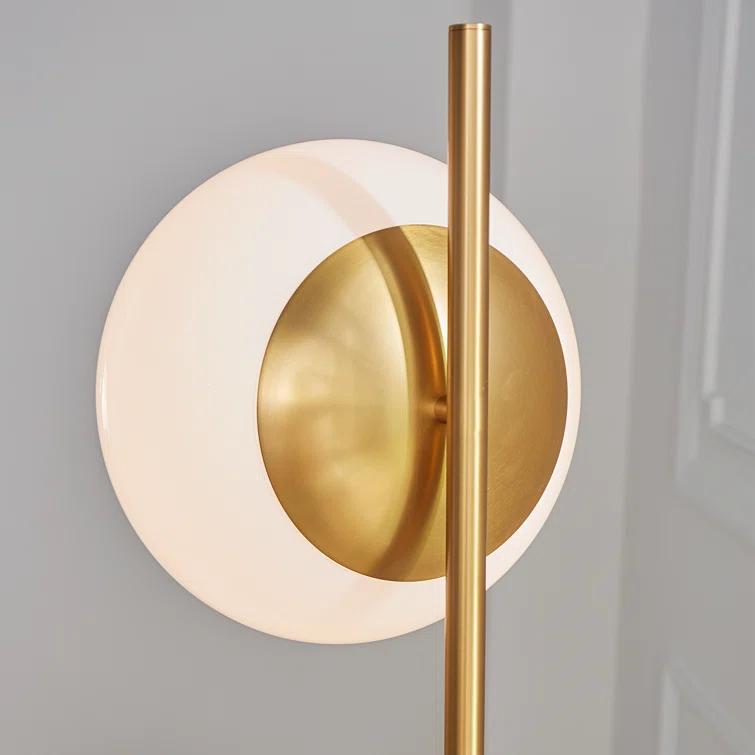 Burnished Brass Floor Lamp with Milk White Glass Shade