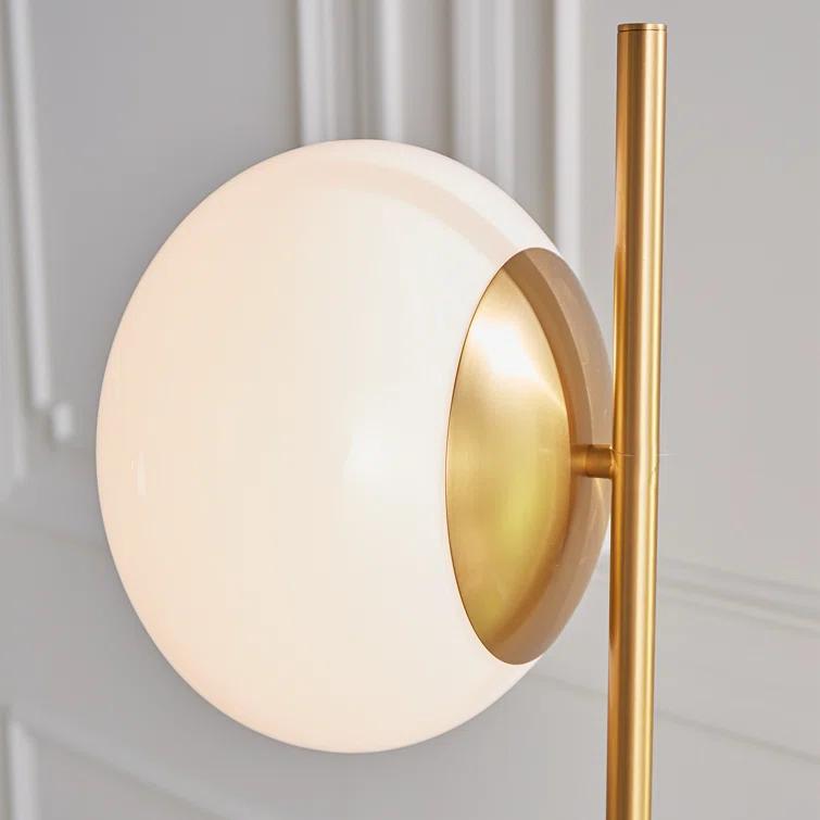 Burnished Brass Floor Lamp with Milk White Glass Shade