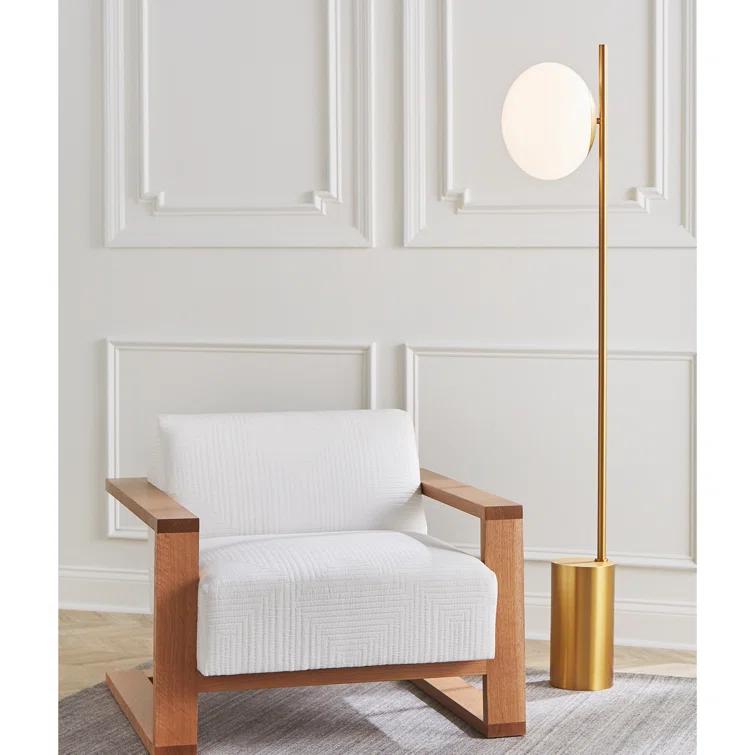 Burnished Brass Floor Lamp with Milk White Glass Shade